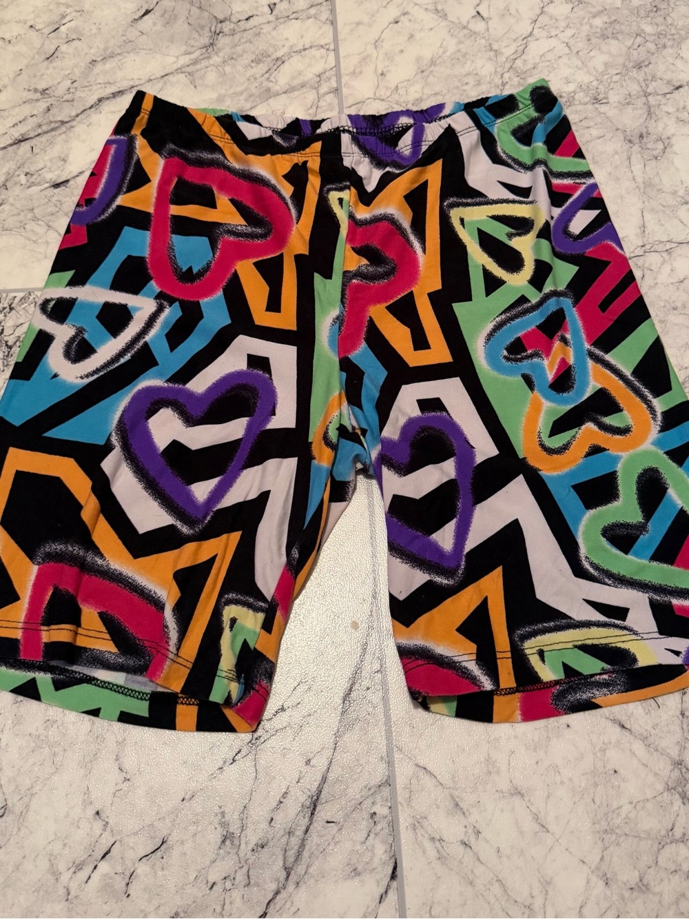 just be Multicolor Heart Print Athletic Shorts